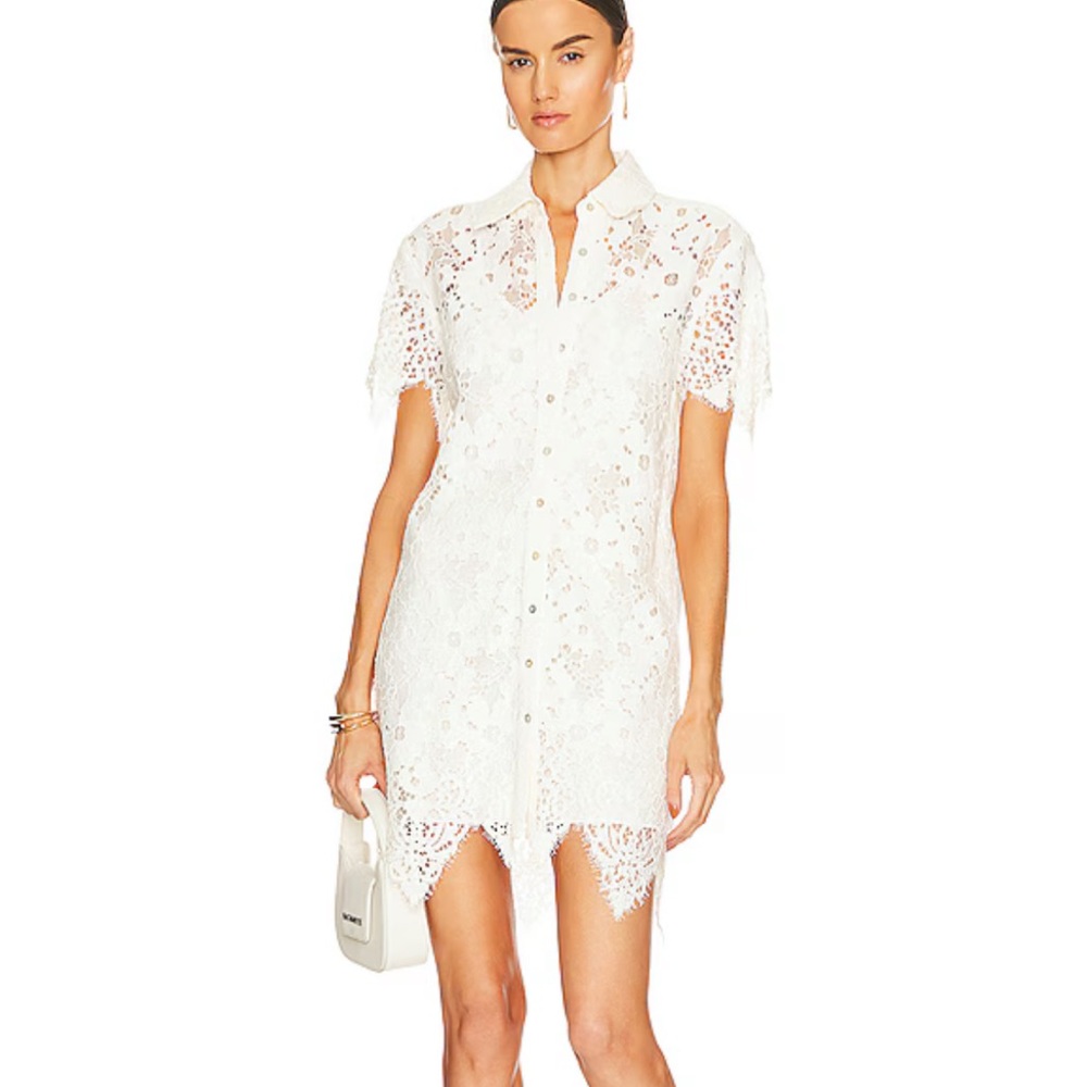 L'Academie Cream Lace Button-Up Blouse